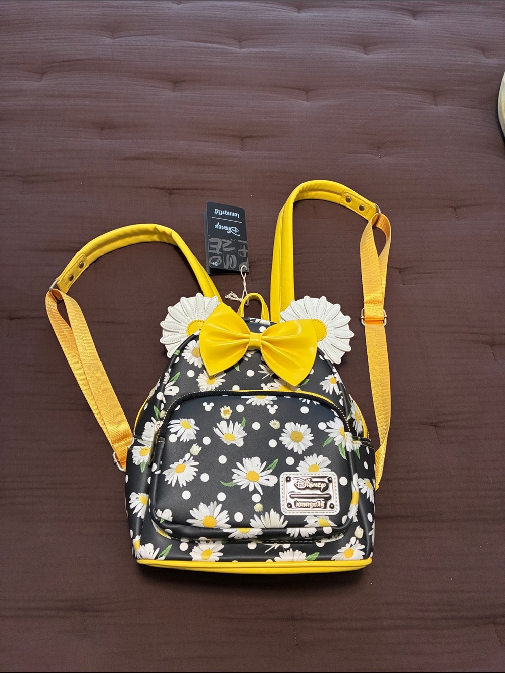 Disney Daisy Print Minnie Loungefly with Yellow Bow